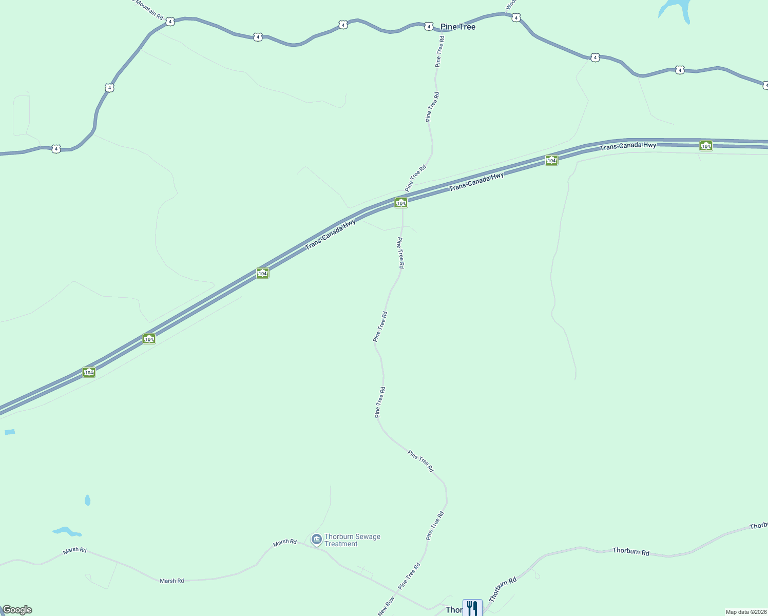 map of restaurants, bars, coffee shops, grocery stores, and more near 488 Pine Tree Road in Thorburn