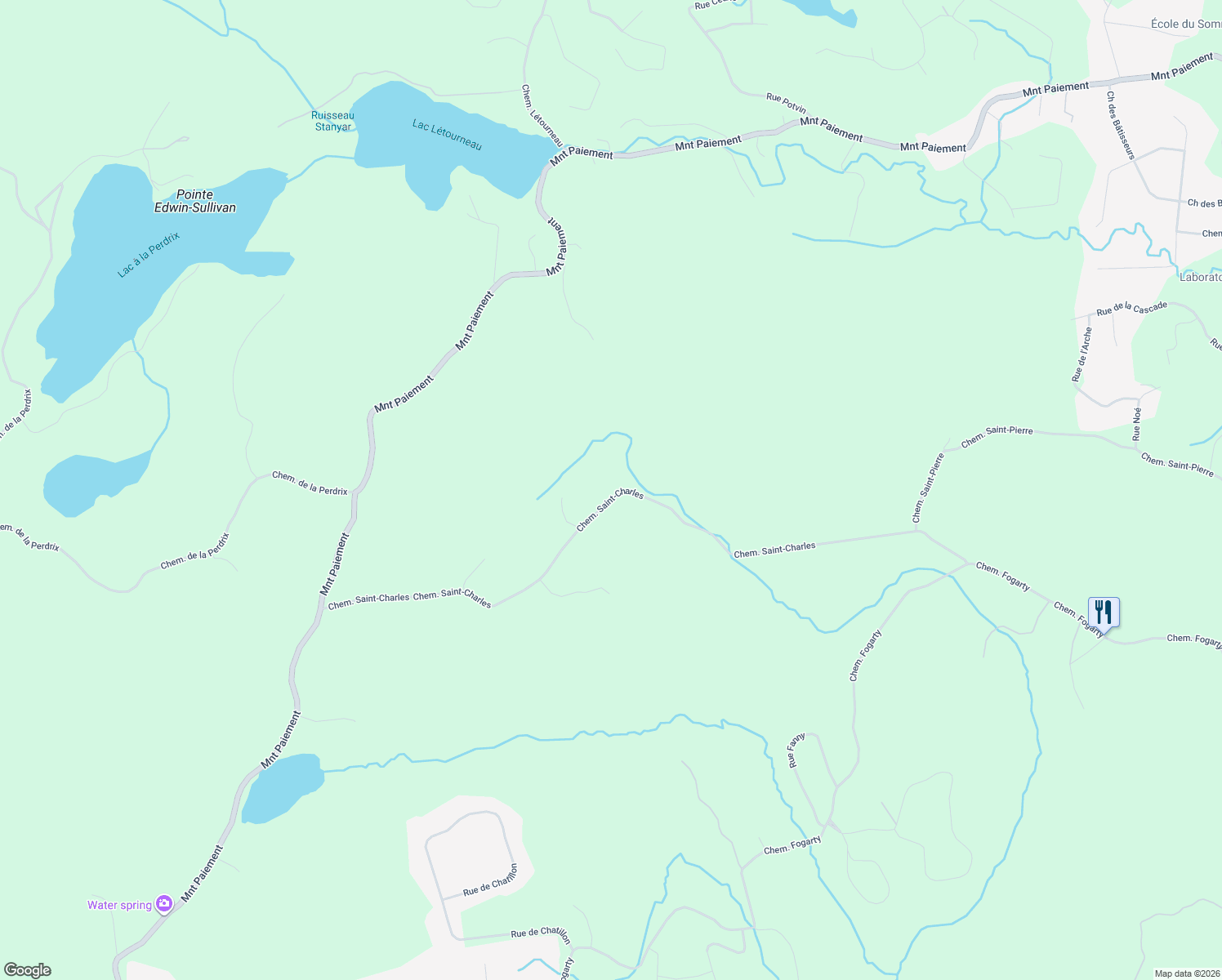 map of restaurants, bars, coffee shops, grocery stores, and more near 135 Chemin Saint-Charles in Val-des-Monts