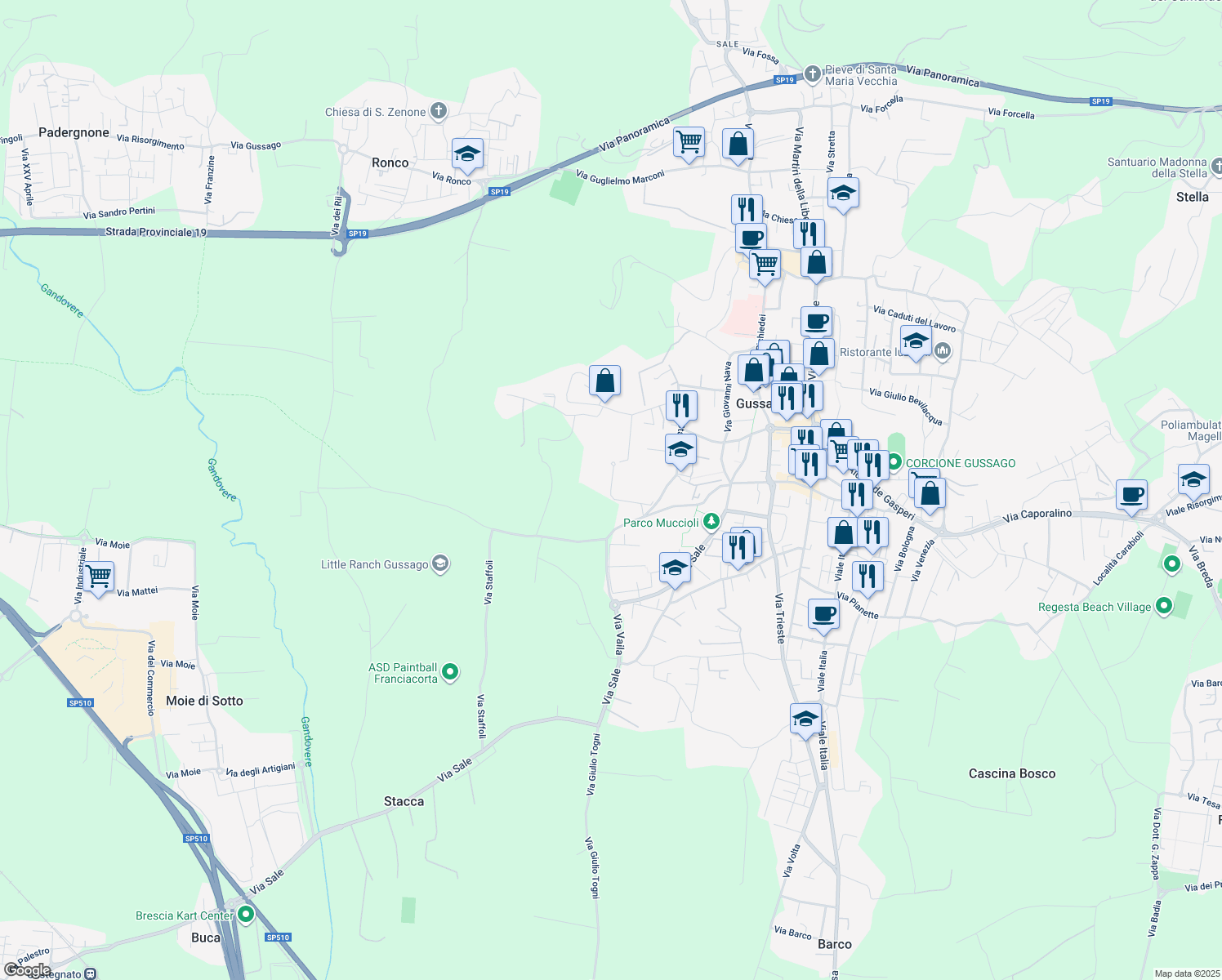 map of restaurants, bars, coffee shops, grocery stores, and more near 18 Via Staffoli in Piazza
