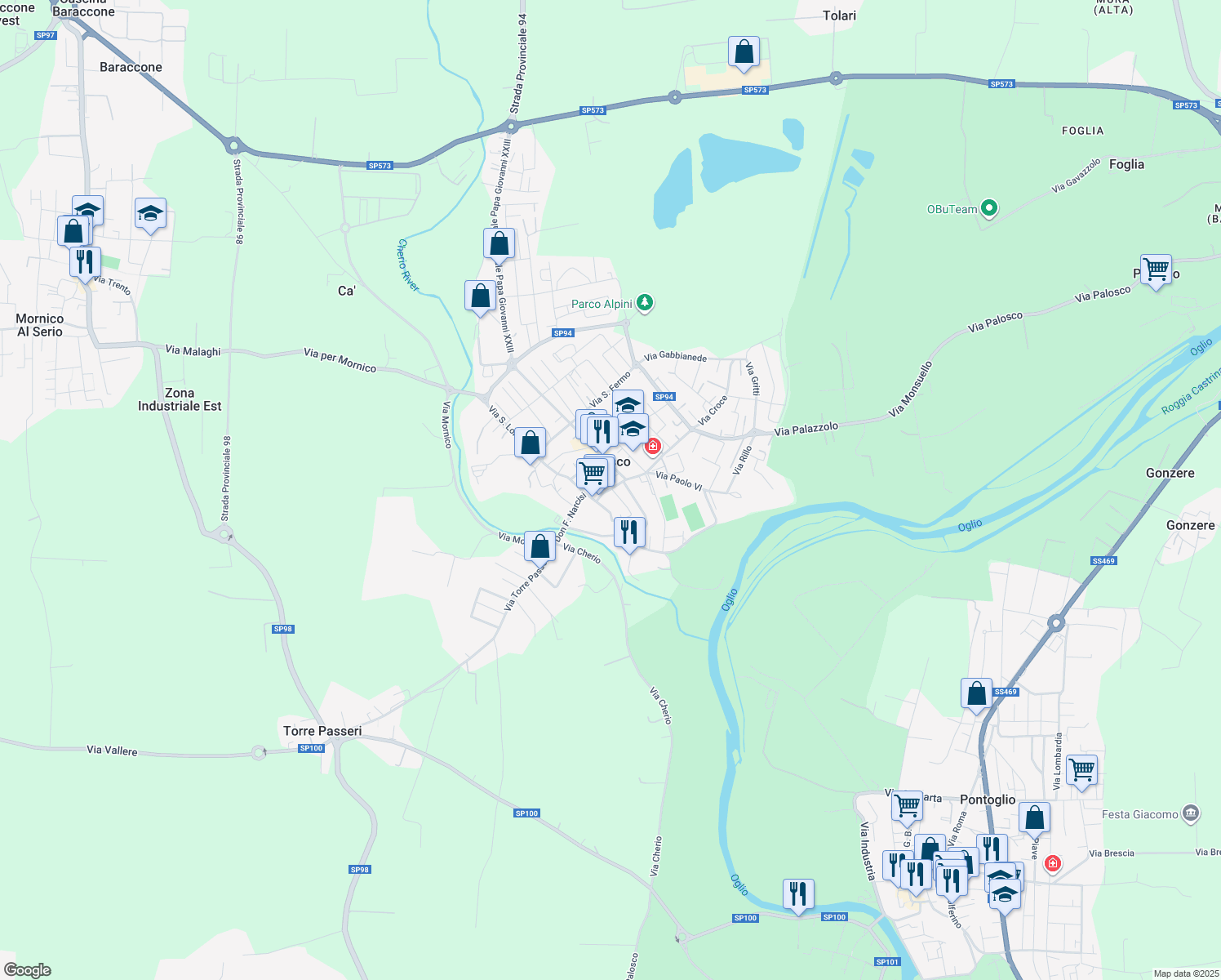 map of restaurants, bars, coffee shops, grocery stores, and more near in Palosco