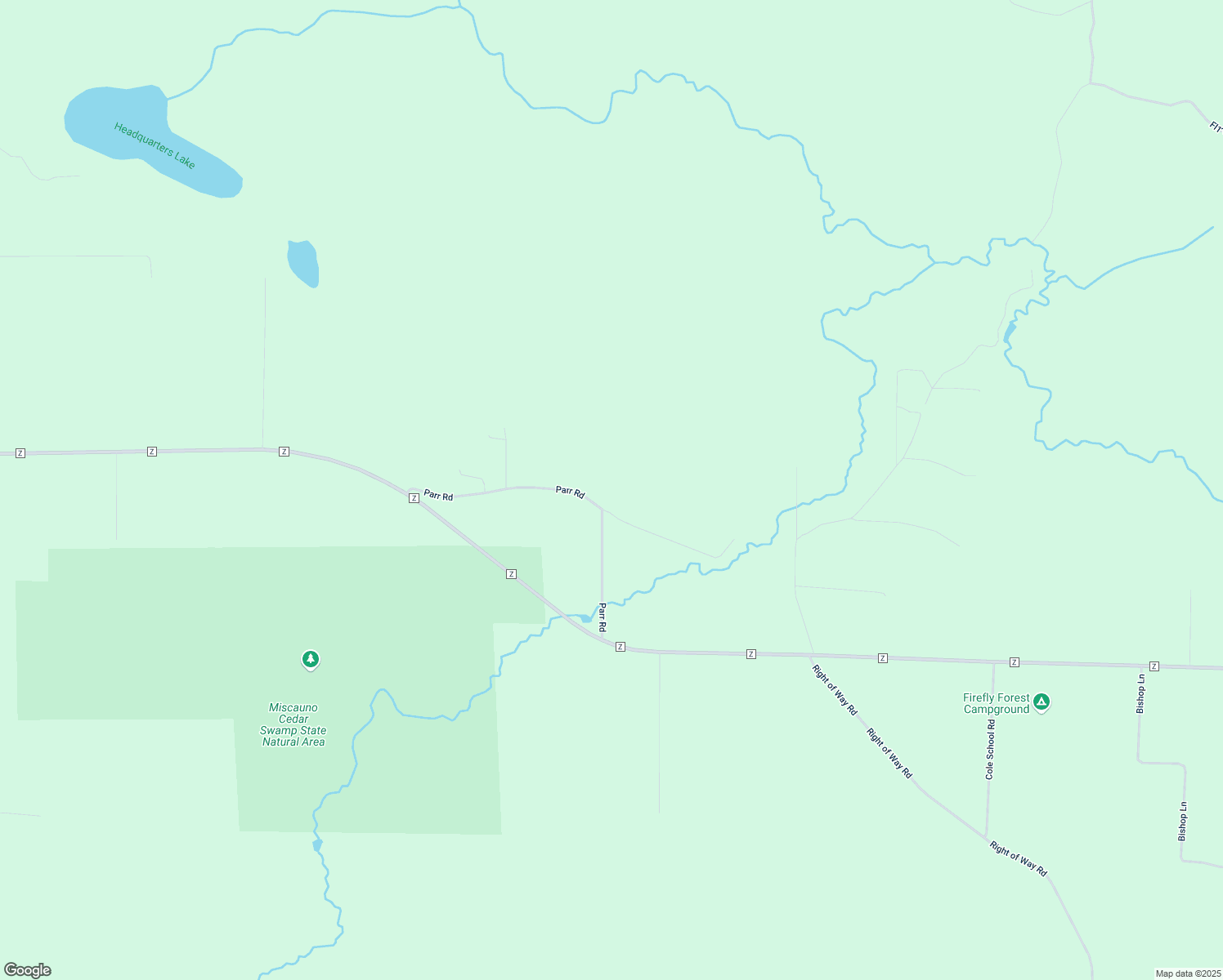 map of restaurants, bars, coffee shops, grocery stores, and more near 17445 Parr Road in Pembine