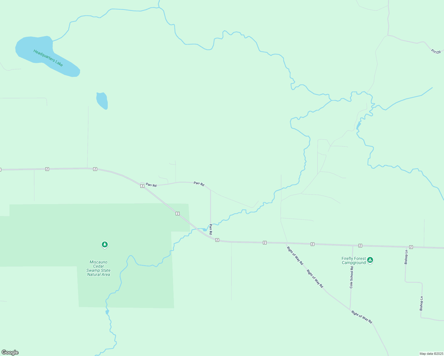 map of restaurants, bars, coffee shops, grocery stores, and more near 17445 Parr Road in Pembine