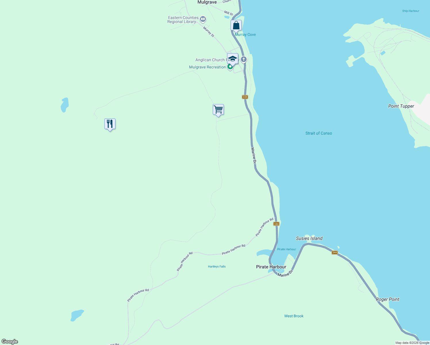 map of restaurants, bars, coffee shops, grocery stores, and more near Main Street in Mulgrave