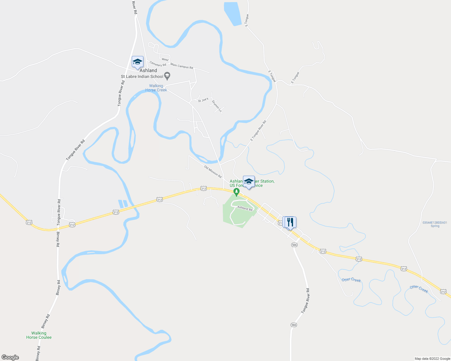 map of restaurants, bars, coffee shops, grocery stores, and more near 35 Ashland Road in Ashland