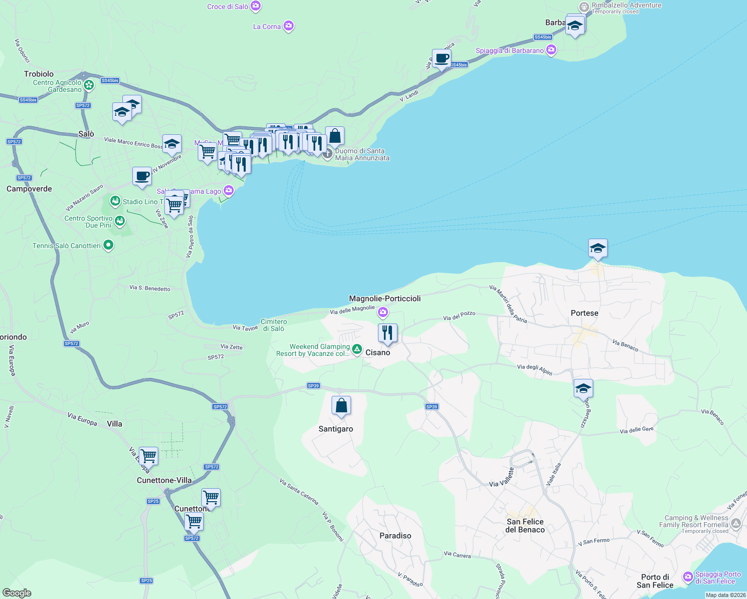 map of restaurants, bars, coffee shops, grocery stores, and more near 24 Via Porticcioli in Magnolie-porticcioli