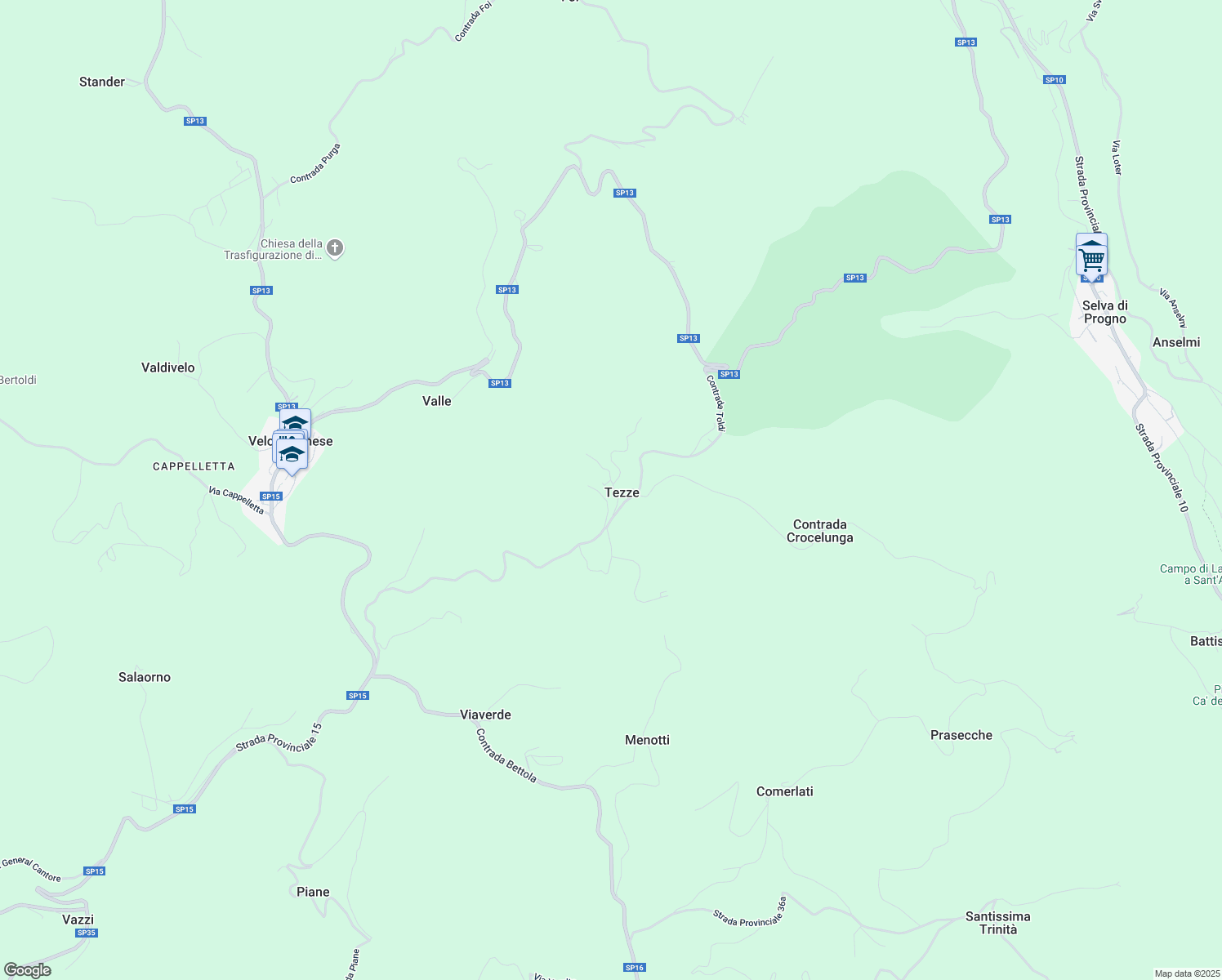 map of restaurants, bars, coffee shops, grocery stores, and more near 1 Contrada Toldi in Tezze