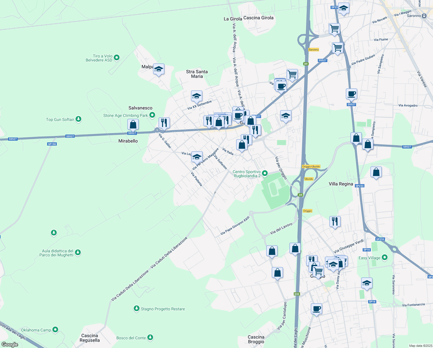 map of restaurants, bars, coffee shops, grocery stores, and more near 26 Via Pietro Madonnini in Uboldo