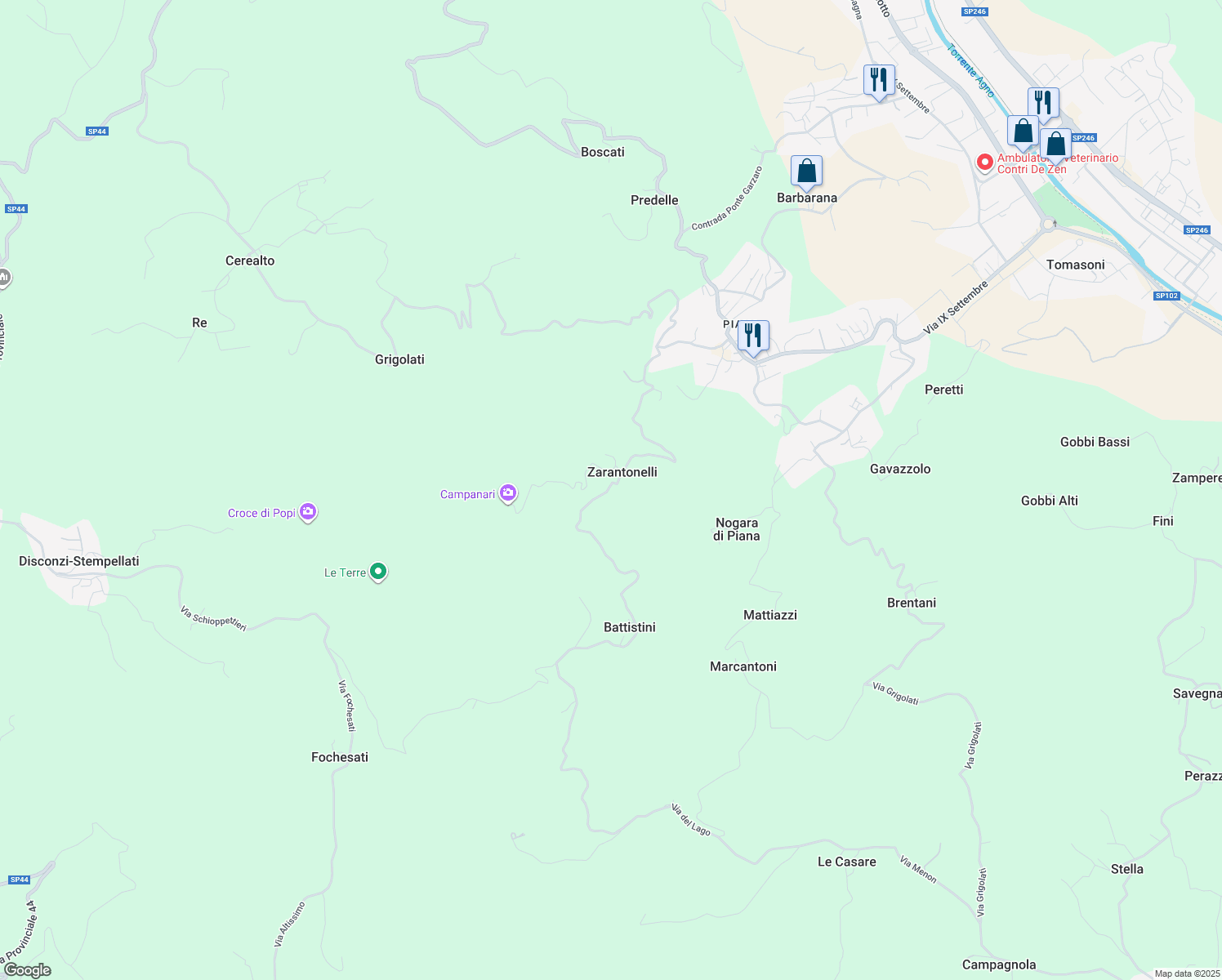 map of restaurants, bars, coffee shops, grocery stores, and more near 15 Contrada Zarantonelli in Zarantonelli