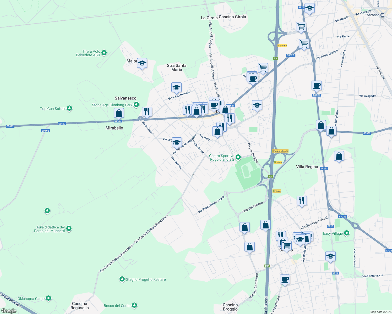 map of restaurants, bars, coffee shops, grocery stores, and more near 26 Via Pietro Madonini in Uboldo