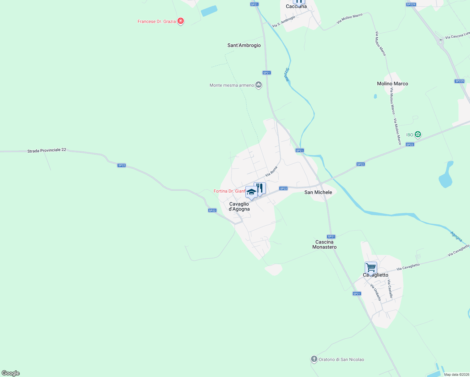 map of restaurants, bars, coffee shops, grocery stores, and more near 53 Via Martiri in Cavaglio D'agogna