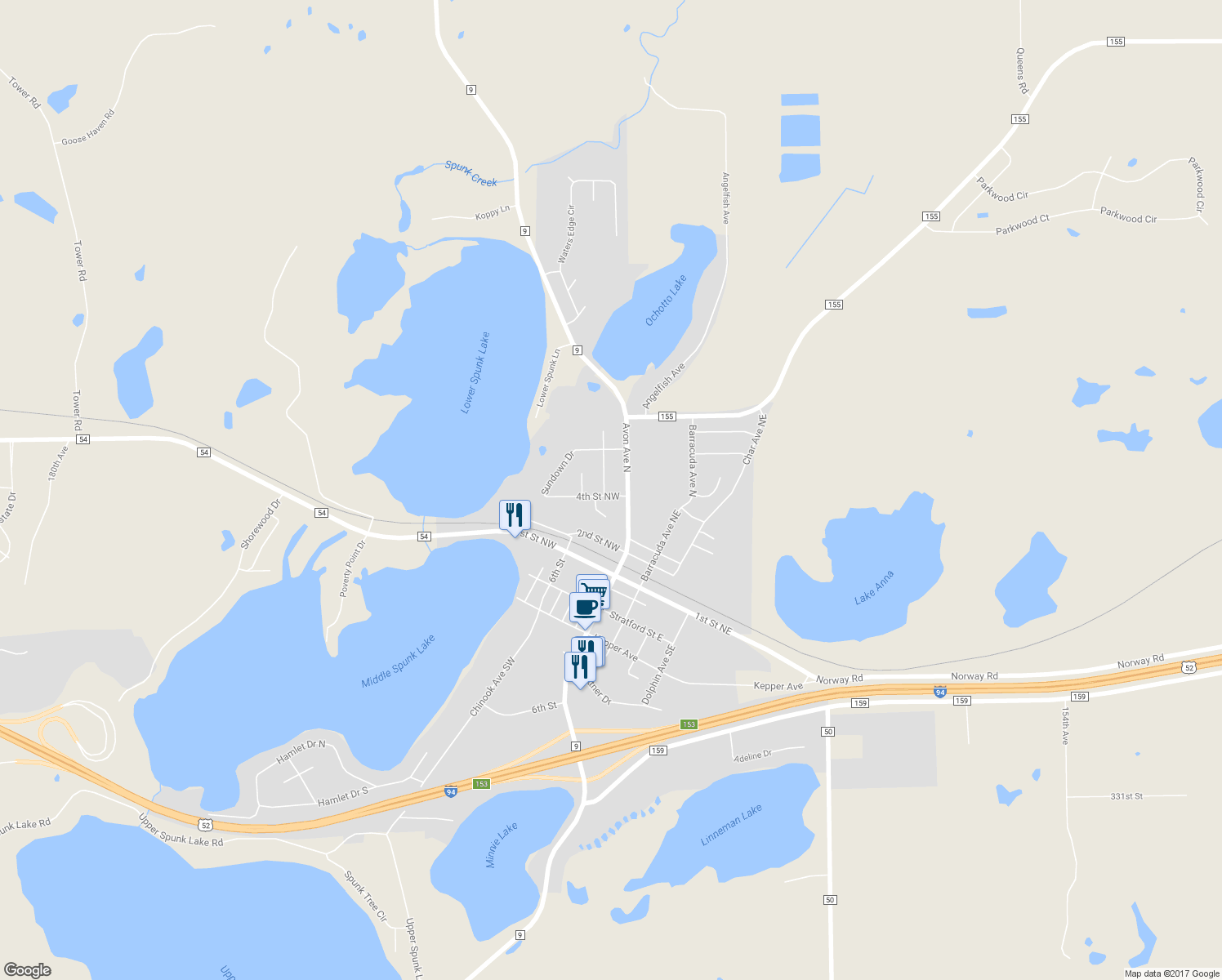 map of restaurants, bars, coffee shops, grocery stores, and more near 400 Suncrest Drive in Avon