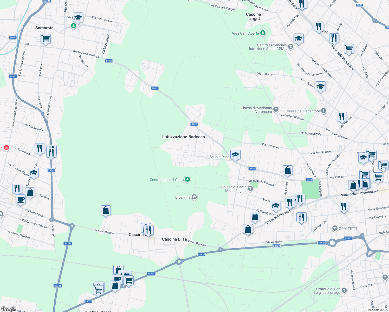map of restaurants, bars, coffee shops, grocery stores, and more near 5 Via Ferno in Busto Arsizio
