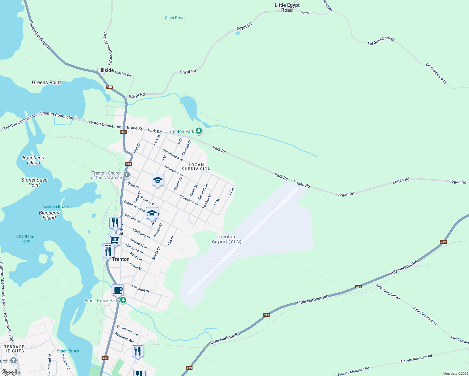 map of restaurants, bars, coffee shops, grocery stores, and more near 90 Strickland Avenue in Trenton