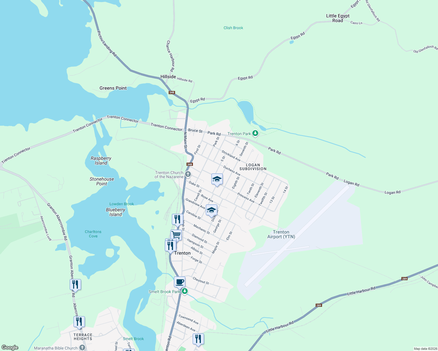 map of restaurants, bars, coffee shops, grocery stores, and more near 41 6 Street in Trenton