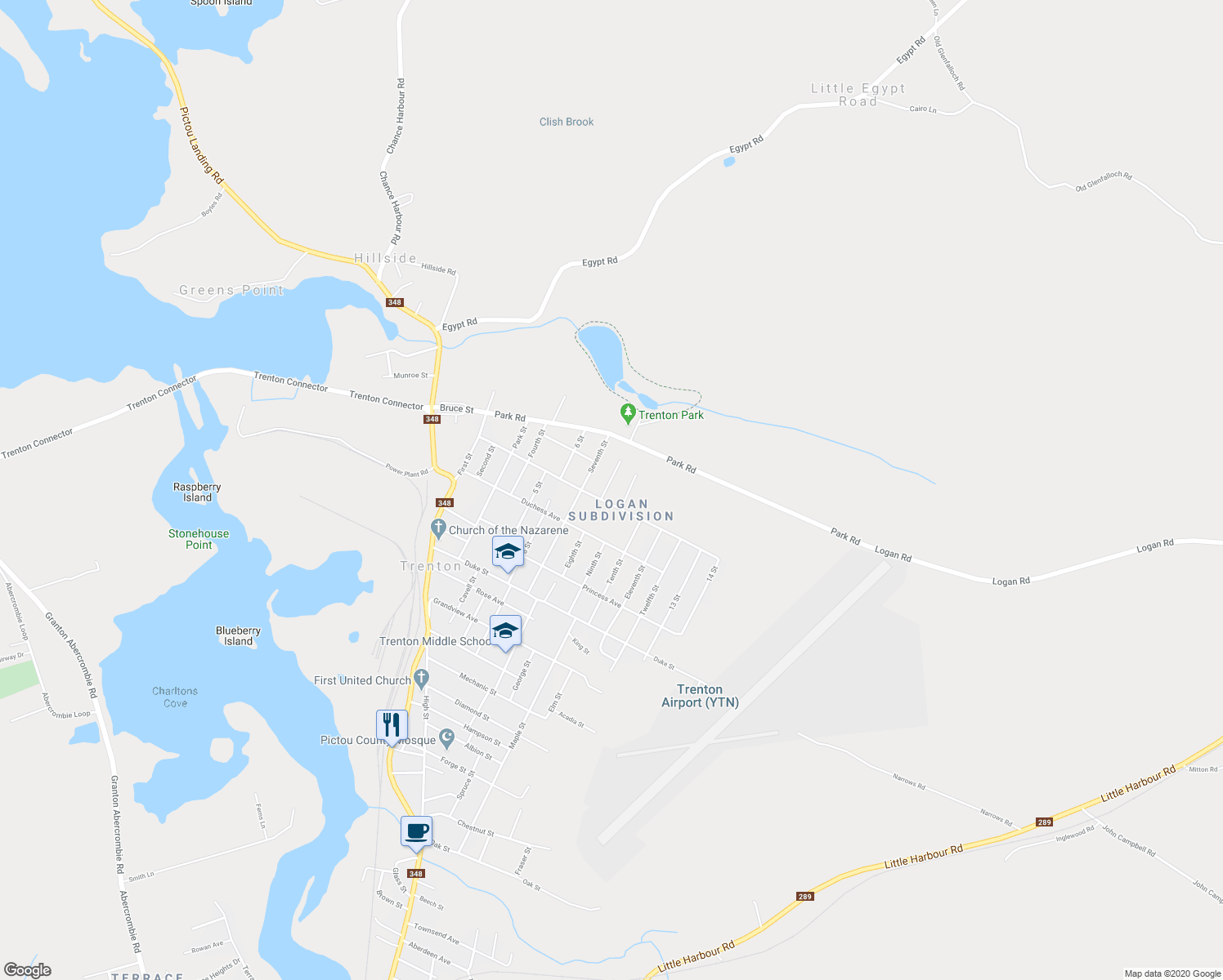 map of restaurants, bars, coffee shops, grocery stores, and more near 54 8 Street Extension in Trenton