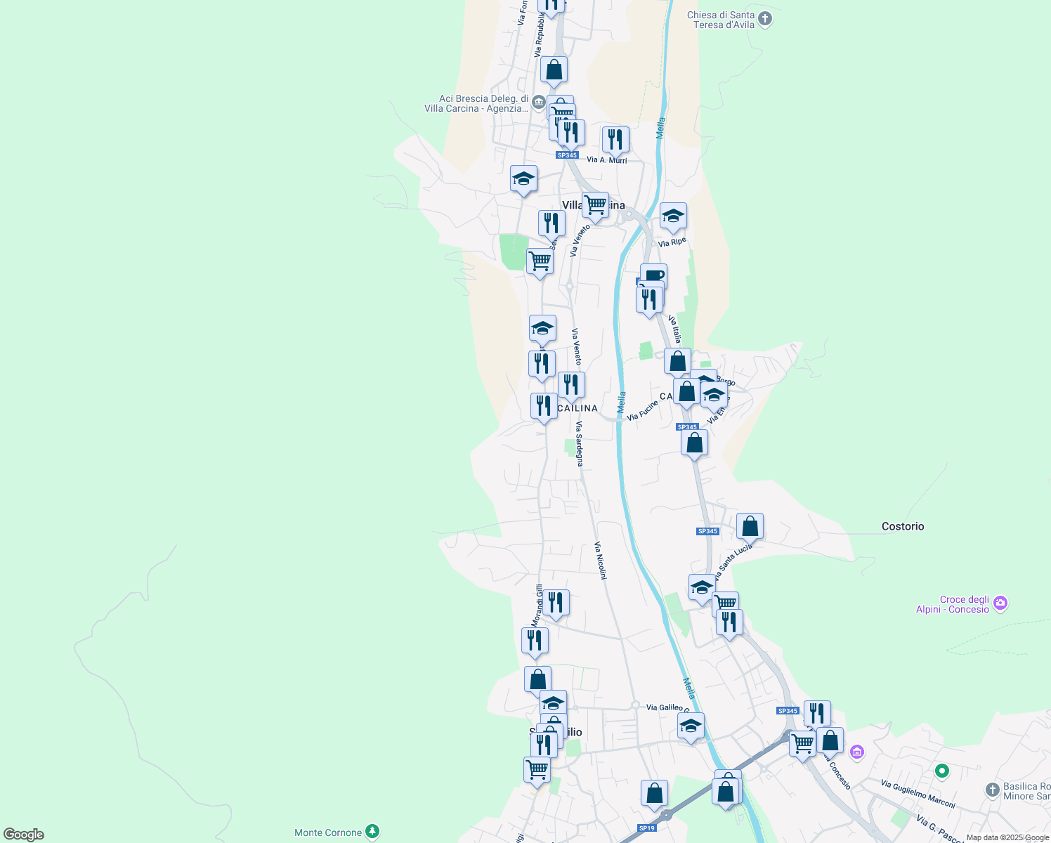 map of restaurants, bars, coffee shops, grocery stores, and more near 48 Via Cesare Scaluggia in Villa Carcina