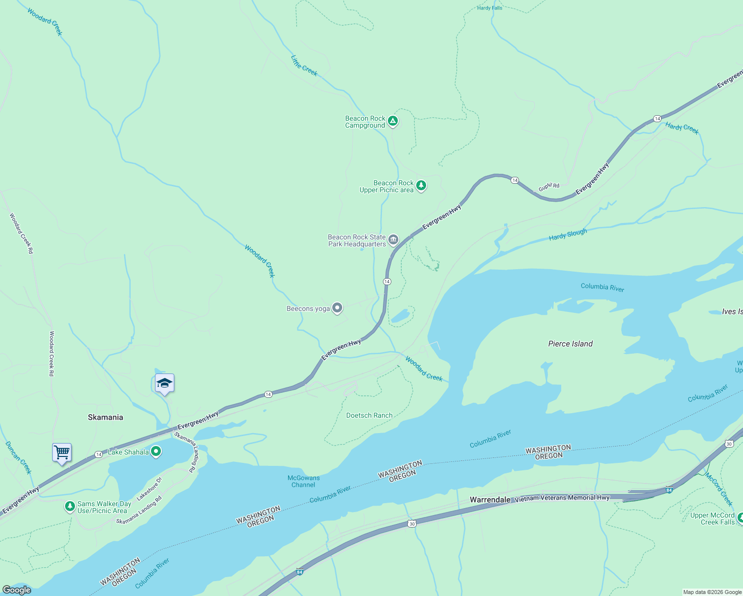 map of restaurants, bars, coffee shops, grocery stores, and more near 111 Little Road in Stevenson