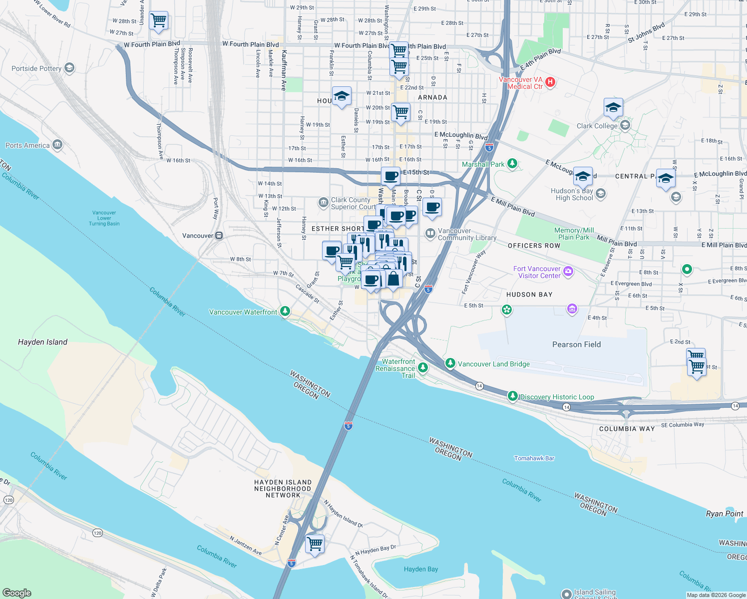 map of restaurants, bars, coffee shops, grocery stores, and more near 256 West 5th Street in Vancouver