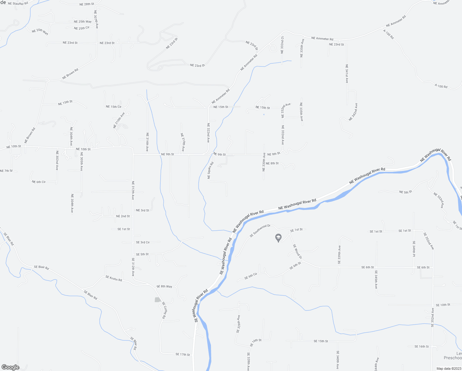 map of restaurants, bars, coffee shops, grocery stores, and more near 521 Northeast Squire Road in Washougal