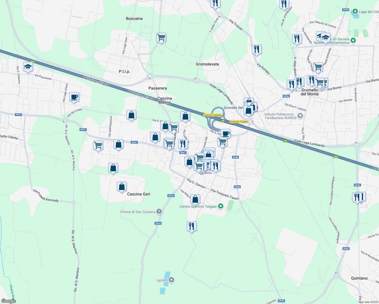 map of restaurants, bars, coffee shops, grocery stores, and more near in Telgate