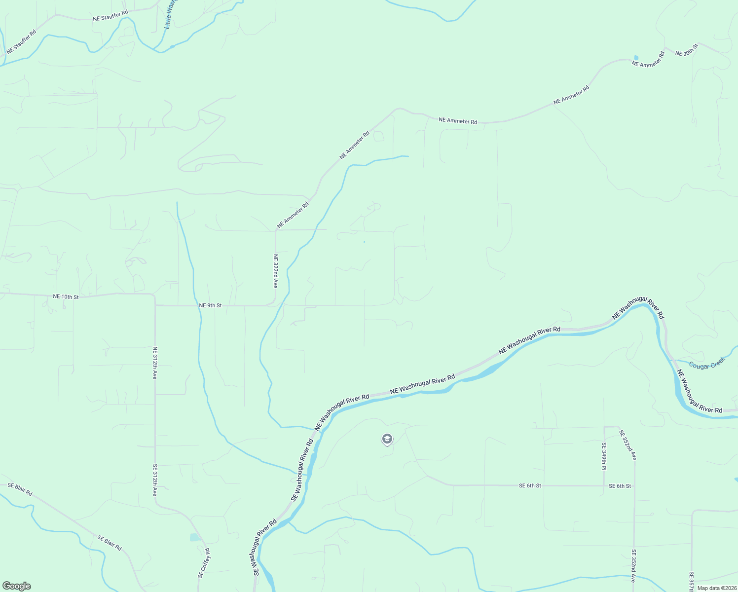 map of restaurants, bars, coffee shops, grocery stores, and more near 32918 Northeast 9th Street in Washougal