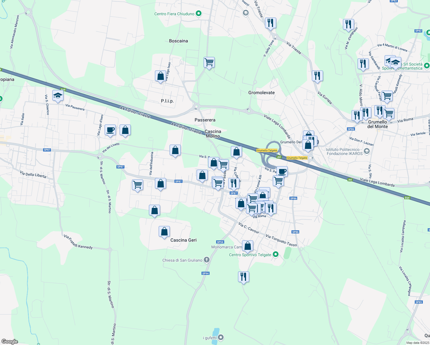 map of restaurants, bars, coffee shops, grocery stores, and more near 5 Via Chico Mendes in Telgate