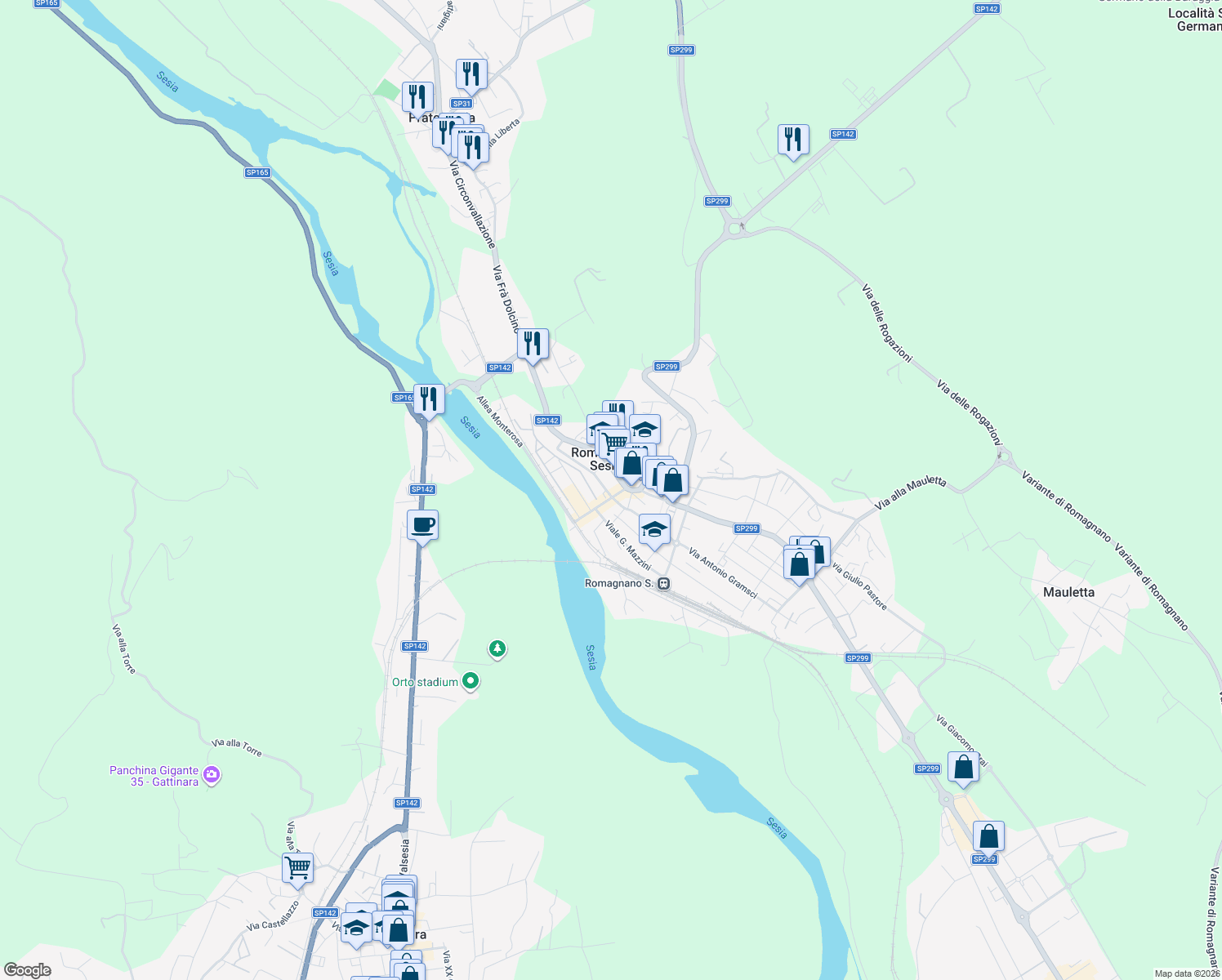 map of restaurants, bars, coffee shops, grocery stores, and more near 7 Corso Giuseppe Garibaldi in Romagnano Sesia