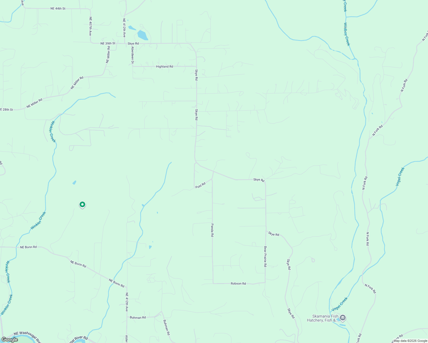 map of restaurants, bars, coffee shops, grocery stores, and more near 2230 Skye Rd in Washougal