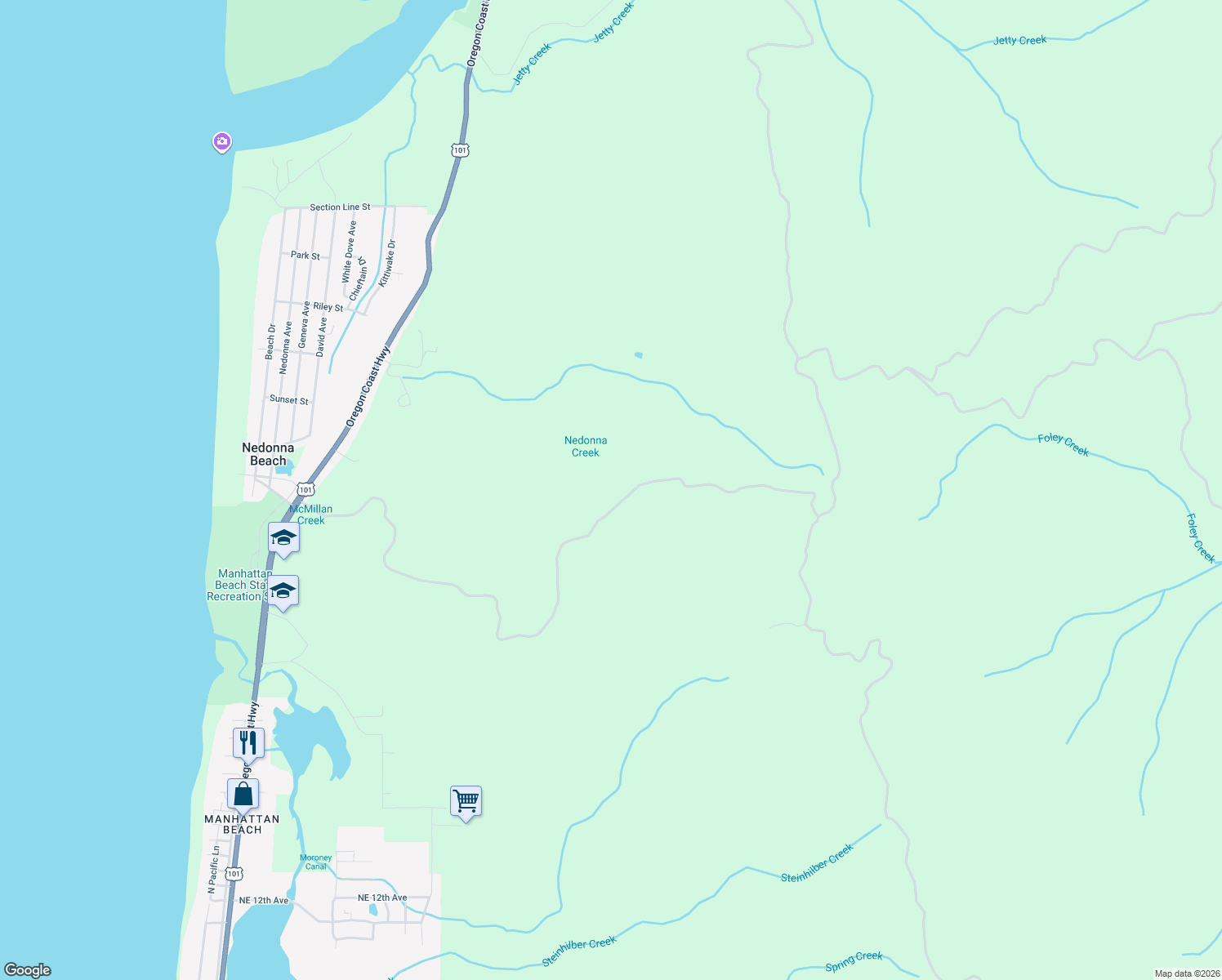 map of restaurants, bars, coffee shops, grocery stores, and more near in Rockaway Beach