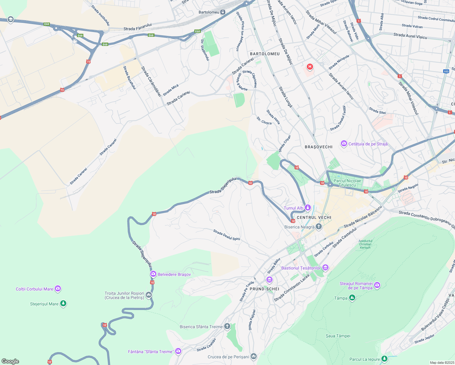 map of restaurants, bars, coffee shops, grocery stores, and more near 30 Strada Stejerișului in Brașov