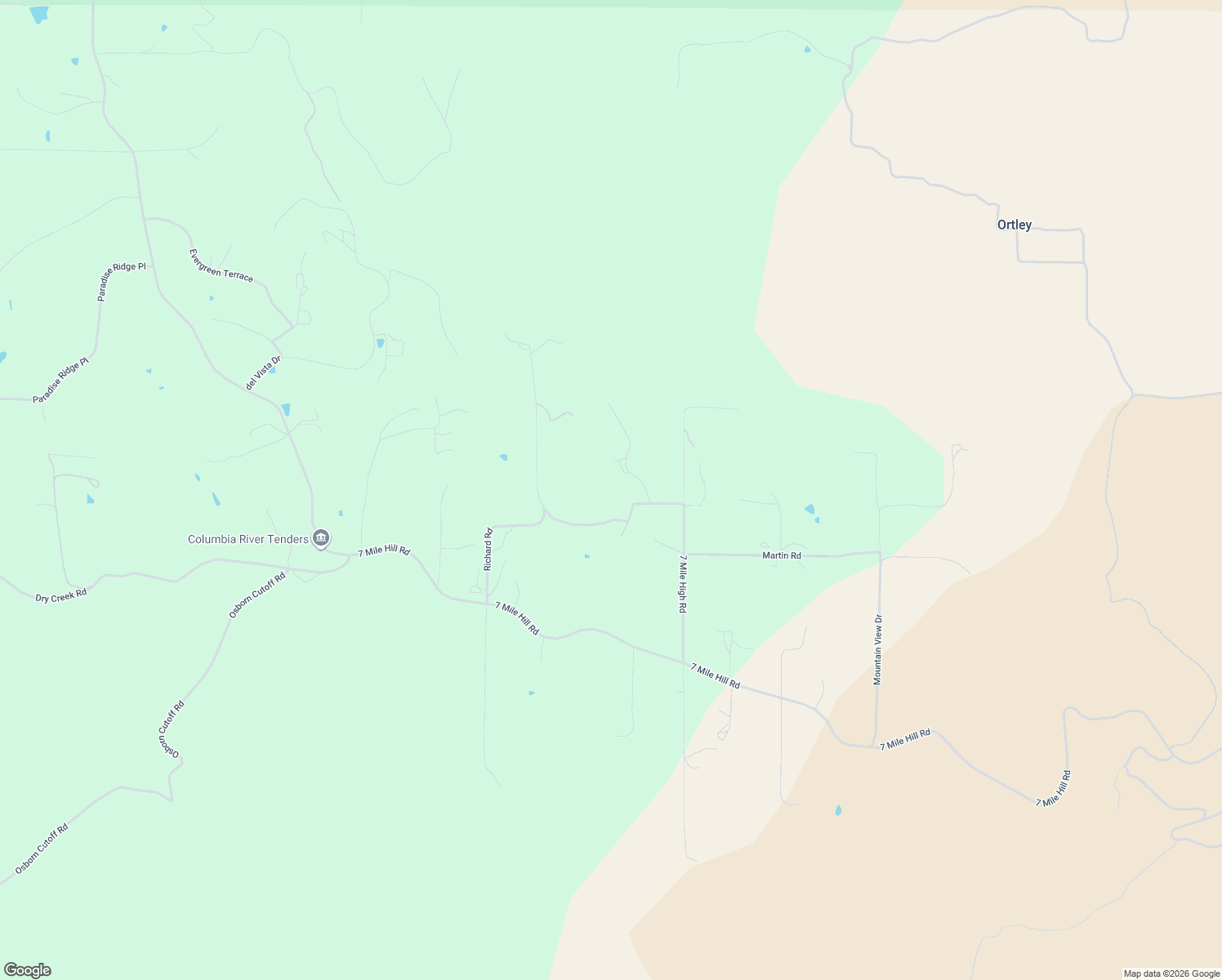 map of restaurants, bars, coffee shops, grocery stores, and more near 2093 Ridge Road West in The Dalles