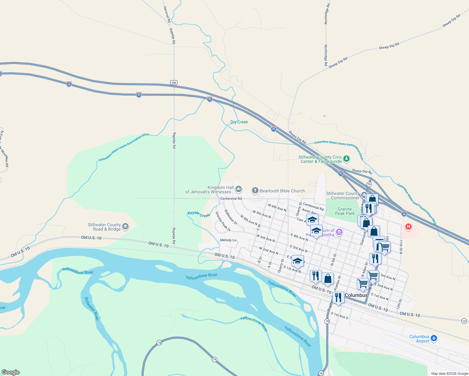map of restaurants, bars, coffee shops, grocery stores, and more near 39 Centennial Road in Columbus