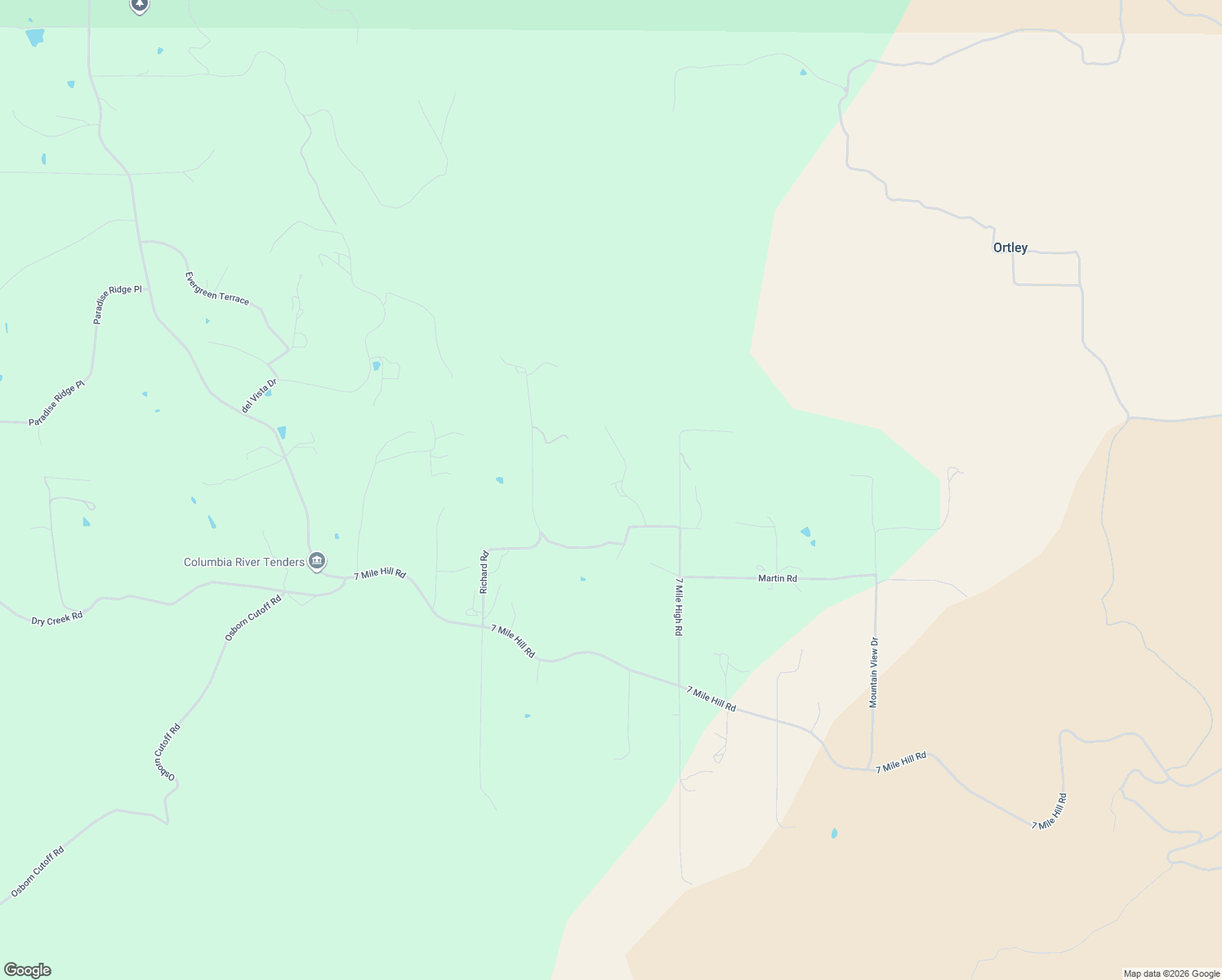 map of restaurants, bars, coffee shops, grocery stores, and more near 2093 Ridge Road West in The Dalles