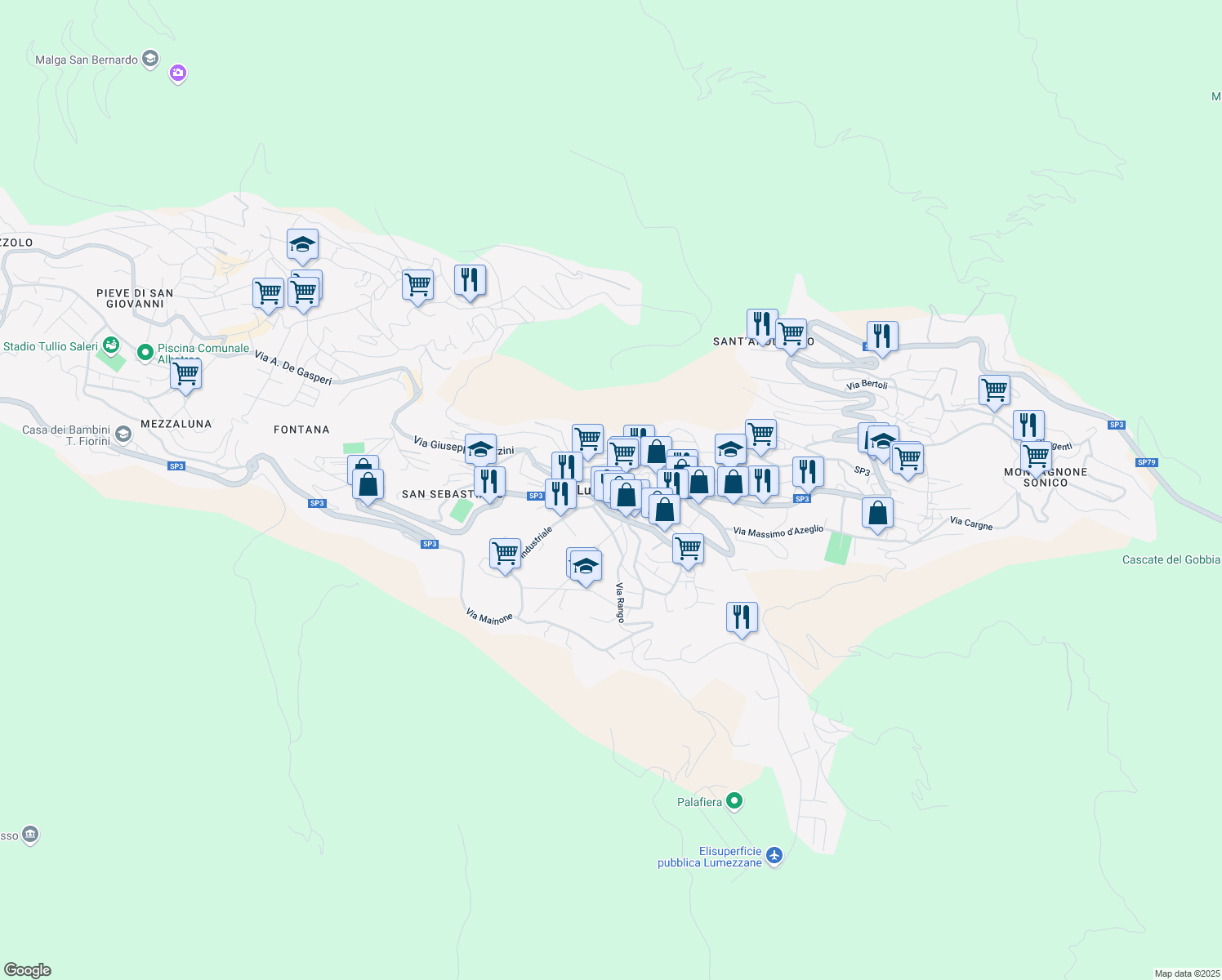map of restaurants, bars, coffee shops, grocery stores, and more near in Lumezzane