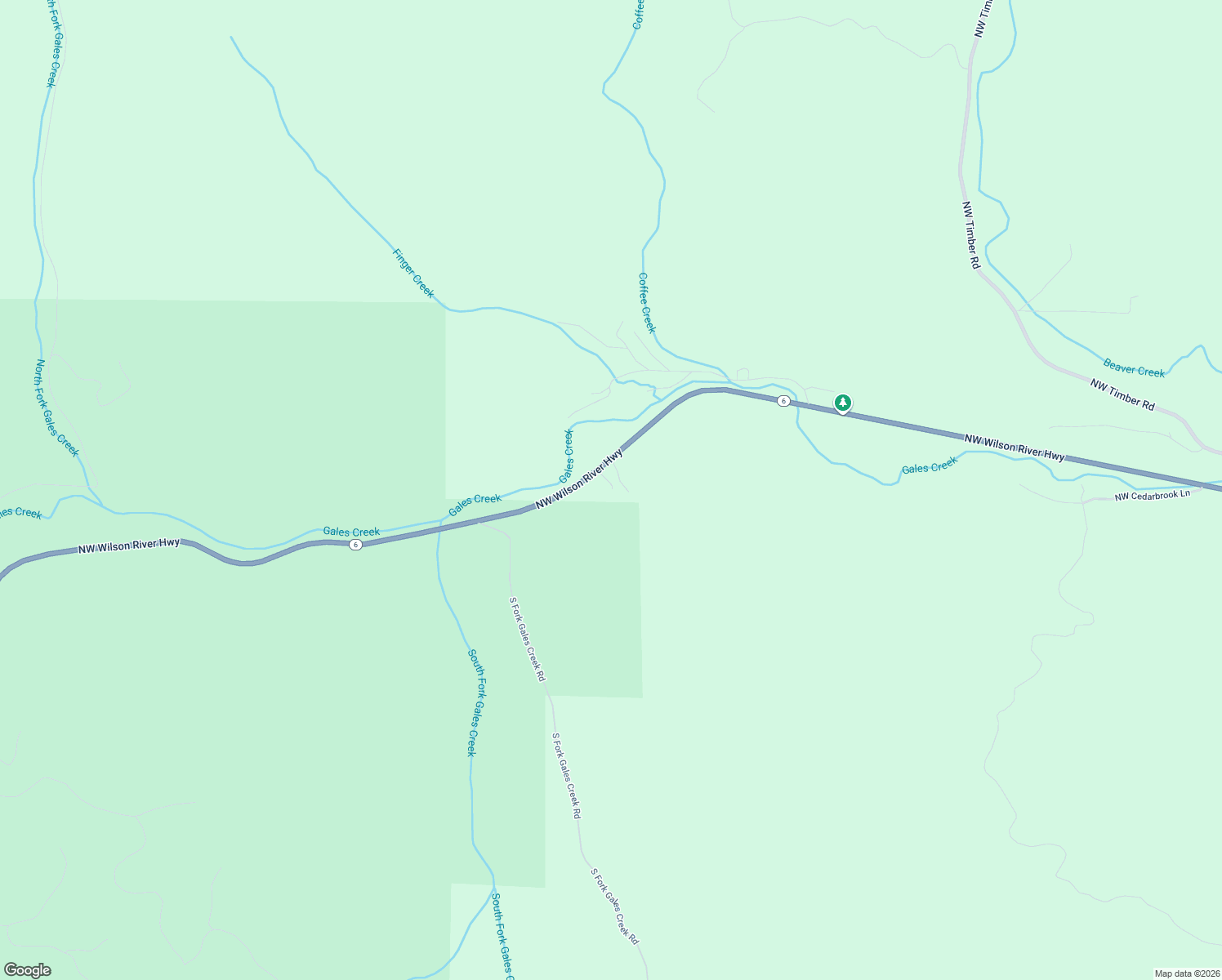 map of restaurants, bars, coffee shops, grocery stores, and more near 61690 Northwest Wilson River Highway in Gales Creek