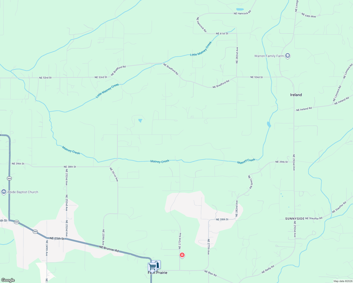 map of restaurants, bars, coffee shops, grocery stores, and more near 27017 Northeast 44th Street in Camas