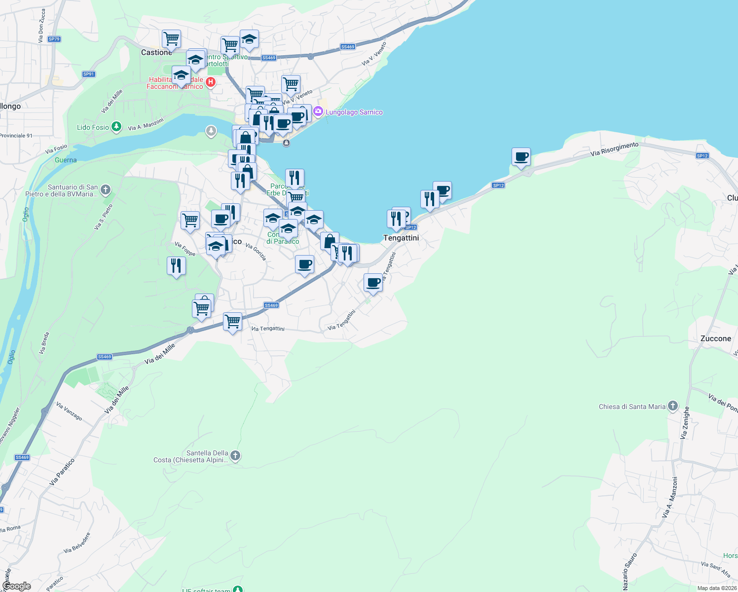 map of restaurants, bars, coffee shops, grocery stores, and more near 3D Via Pablo Neruda in Brescia