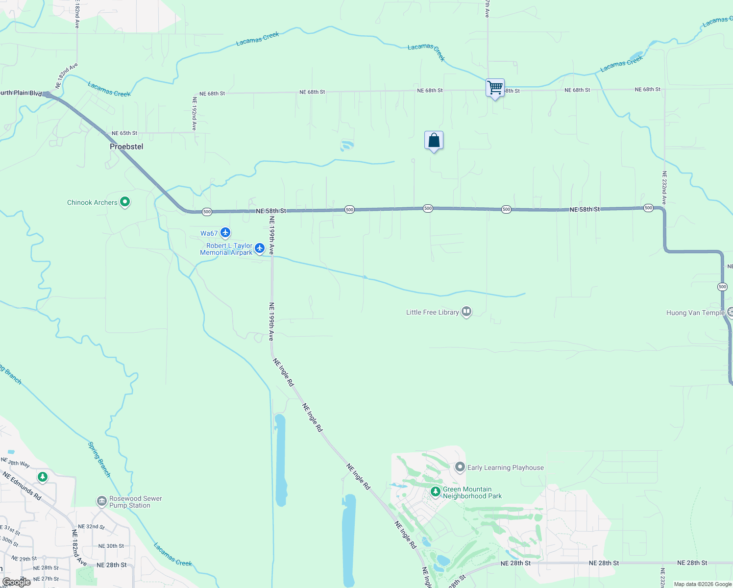 map of restaurants, bars, coffee shops, grocery stores, and more near 5105 Northeast 207th Avenue in Vancouver