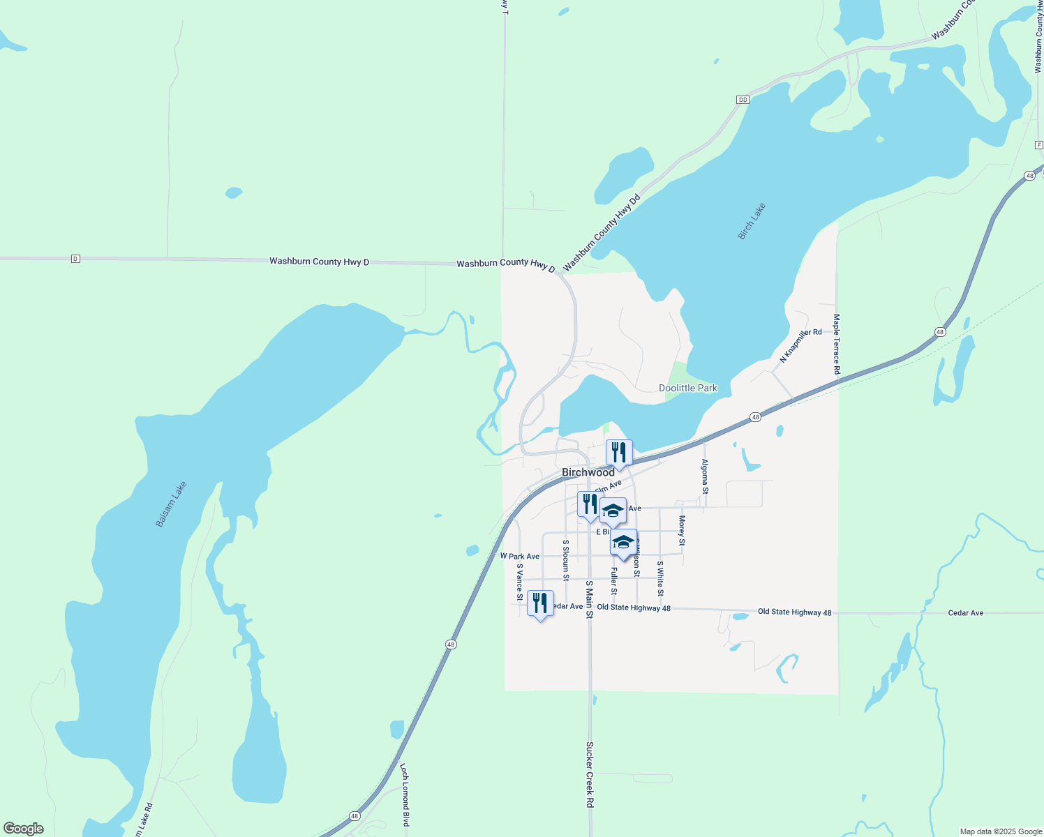 map of restaurants, bars, coffee shops, grocery stores, and more near 502 Wise Road in Birchwood