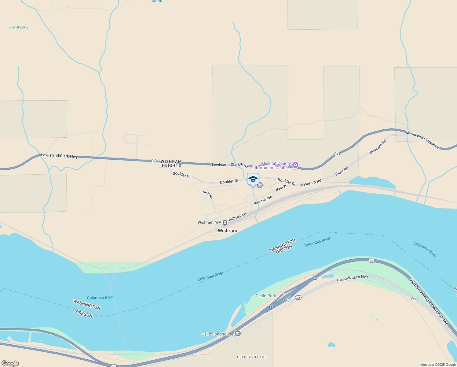 map of restaurants, bars, coffee shops, grocery stores, and more near 331 Bluff Road in Wishram