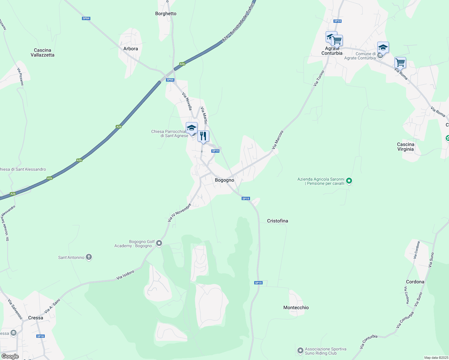 map of restaurants, bars, coffee shops, grocery stores, and more near in Bogogno