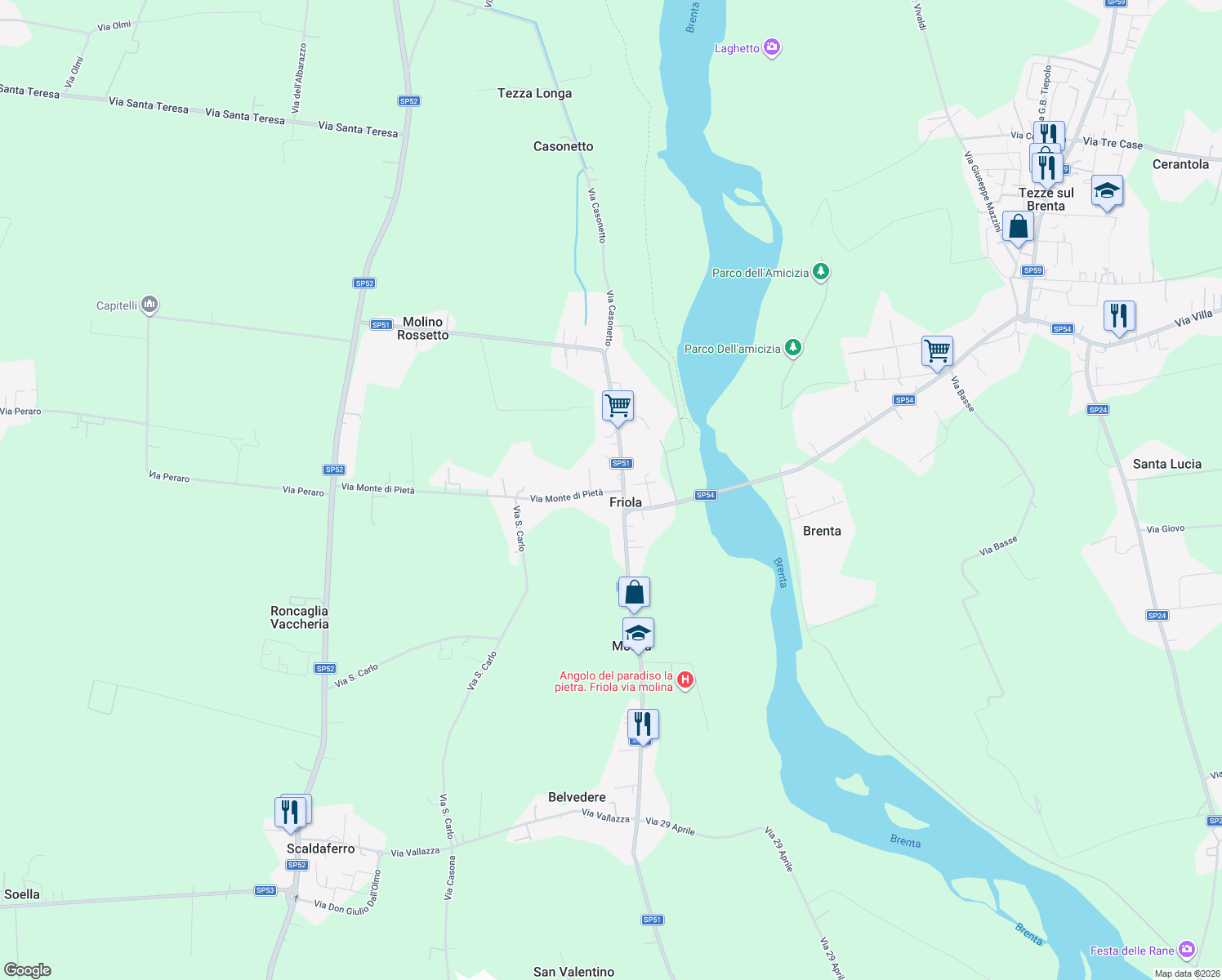 map of restaurants, bars, coffee shops, grocery stores, and more near 1 Via Monte di Pietà in Friola