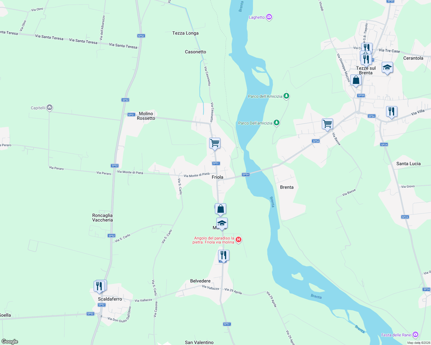 map of restaurants, bars, coffee shops, grocery stores, and more near 1 Via Monte di Pietà in Friola