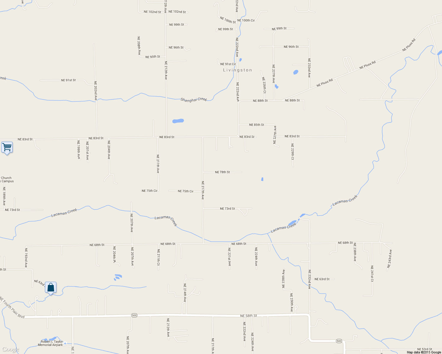 map of restaurants, bars, coffee shops, grocery stores, and more near 7715 Northeast 217th Avenue in Vancouver