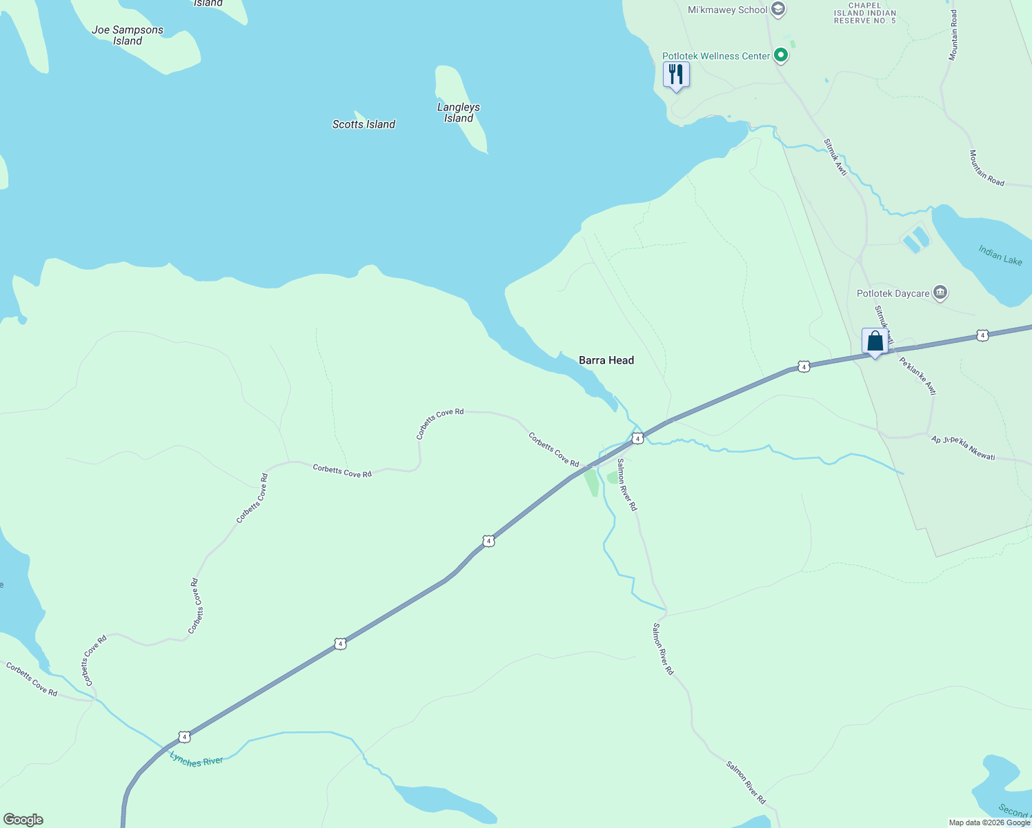 map of restaurants, bars, coffee shops, grocery stores, and more near 1589 Corbetts Cove Road in Saint Peter's