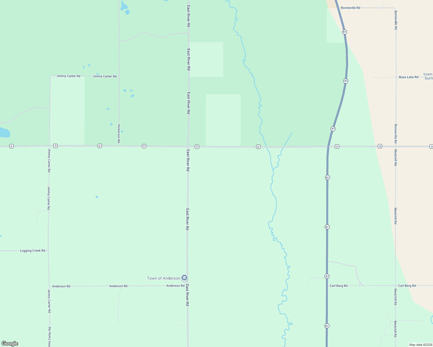 map of restaurants, bars, coffee shops, grocery stores, and more near 21118 East River Road in Grantsburg