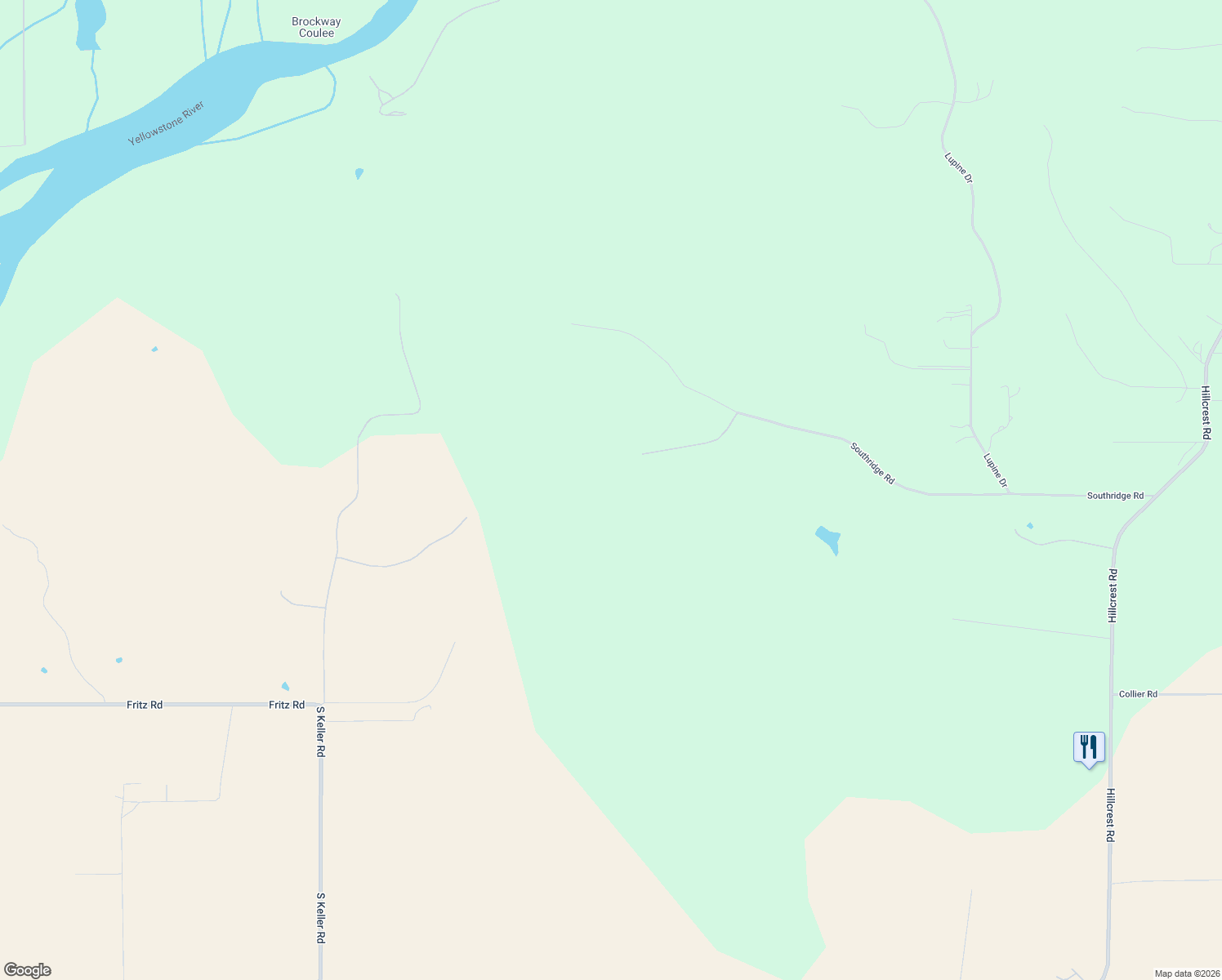 map of restaurants, bars, coffee shops, grocery stores, and more near 7020 Southfork Road in Billings