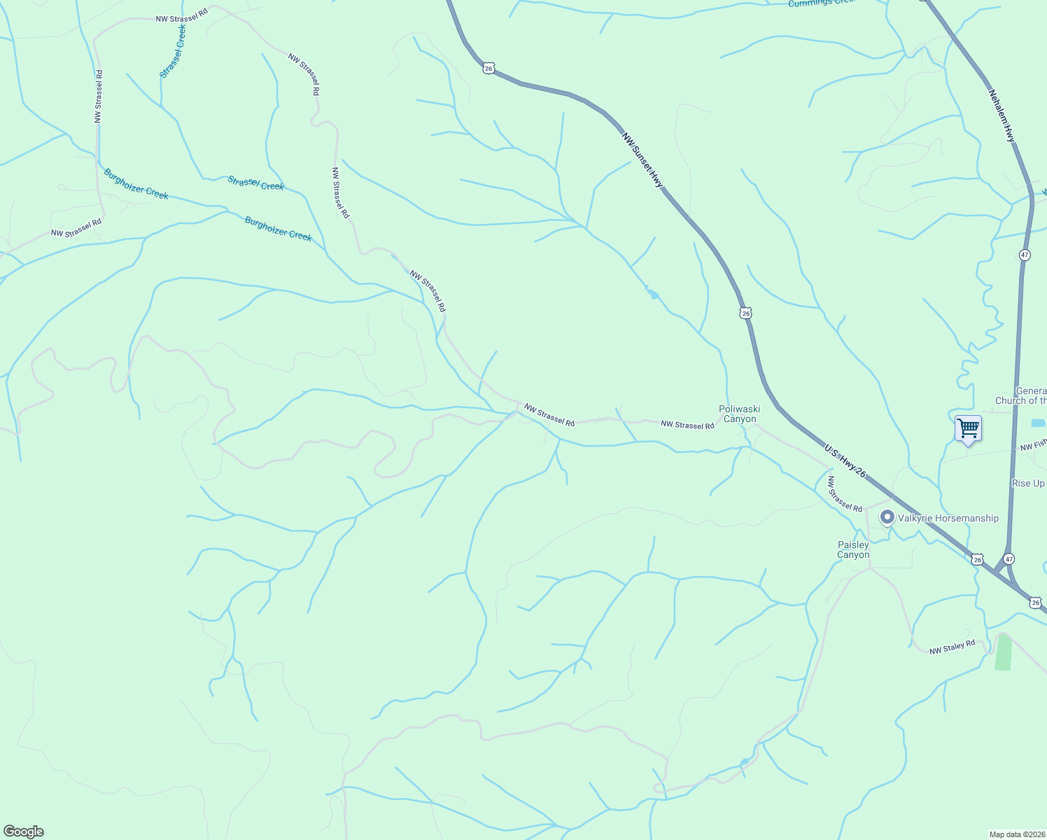 map of restaurants, bars, coffee shops, grocery stores, and more near 53420 Northwest Strassel Road in Banks