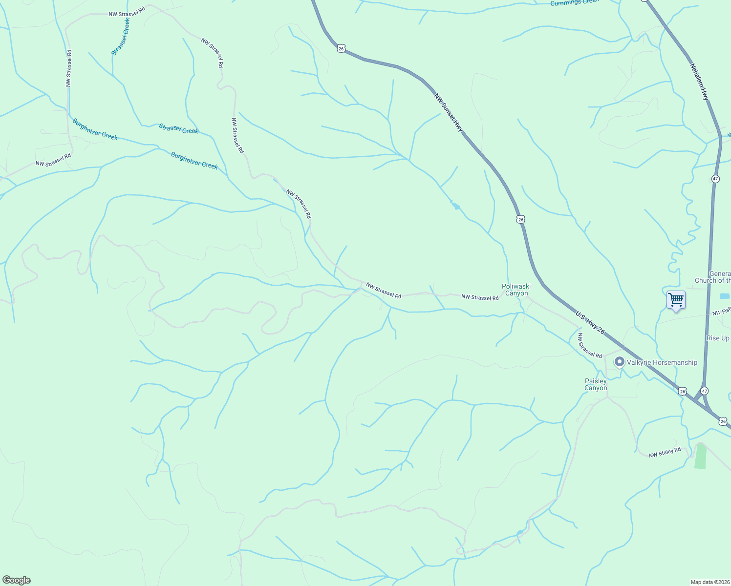 map of restaurants, bars, coffee shops, grocery stores, and more near 53420 Northwest Strassel Road in Banks