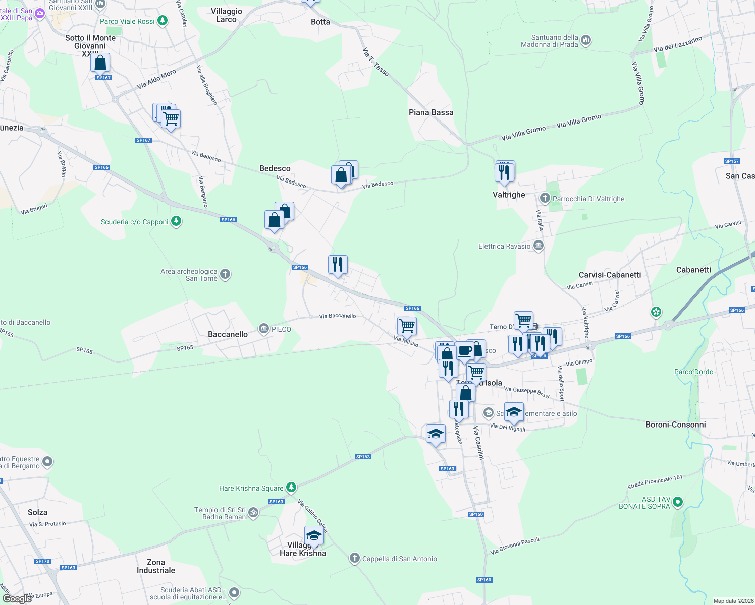 map of restaurants, bars, coffee shops, grocery stores, and more near 3 Via Brughiere in Terno D'isola